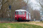 Der Dieseltriebzug der BR 172 ist in Lauterbach Mole nach Bergen auf Rügen pünktlich abgefahren. - 18.03.2023

