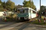 Am Abend des 03.10.09 verlassen die Ferkeltaxen 772 367, mit 972 771 und 171 056 der Erzgebirgischen Aussichtsbahn den Bahnhof Annaberg Buchholz Mitte in Richtung Unterer Bahnhof. 