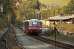 Am Abend des 03.10.09 verlassen die Ferkeltaxen 772 367, mit 972 771 und 171 056 der Erzgebirgischen Aussichtsbahn dem Bahnhof Annaberg Buchholz Sd in Richtung Schlettau.