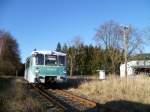 Heute am 27.11.11 wurde wieder auf der Strecke Schnberg-Langenbuch gefahren. Hier 772 155-8 am Endpunkt in Langenbuch. Am nchsten Wochenende wird dann bis Schleiz West gefahren. 

