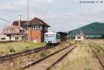 972 756 verlsst am 31.7.98 Gleis 3 im Bahnhof Dorndorf als RB nach Vacha.