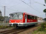  Ferkeltaxe  /  Blutblase  772 342 TEICHLAND EXPRESS hat von Gleis 3 auf Gleis 4 umgesetzt; Doberlug-Kirchhain, 21.09.2014
