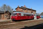 Das Ferkeltaxi vor dem Empfangsgebäude in Egeln am 02.05.2015