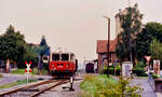 Schlepptriebwagen T 04 der Vaihinger Stadtbahn (WEG) beim Vaihinger Stadtbahnhof, 06.09.1984