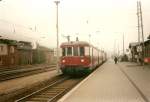 Stralsunder Triebwagen VT 185 254 und 185 257 auf Sonderfahrt im Mai 1997 in Sassnitz.Am Schlu lief 109 049 mit.