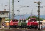 Das Geburtstagskind E69 03 mit E69 02 und E69 005 bei der Lokparade im DB Museum Koblenz am 02.06.2012