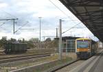 E 77 10 und RegioShuttle VT 3.01  Luisa  der Muldentalbahn in Freiberg - 24.10.2006  