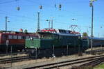 Impressionen von den Rieser Dampftagen im Bayerischen Eisenbahnmuseum: Hier zu sehen ist die betriebsbereite Altbau E-Lok 194 192-1 der Bayernbahn GmbH. Fotografiert vom Museumsgelände am 09.10.2022