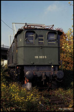 116003 wurde am 25.10.1989 hier in Aachen West noch immer als Trafostation genutzt.
