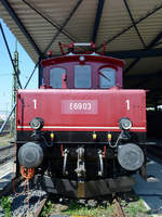 Die Elektrolokomotive E 69 03 im August 2018 im Eisenbahnmuseum Koblenz.