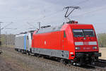 DB 101 126-1 mit einer 185 im Schlepp am 30.03.2017  12:23  nördlich von Salzderhelden am BÜ 75,1 in Richtung Hannover