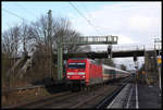 101003 fährt hier am 11.2.2018 um 14.43 Uhr mit dem IC 1023 nach Stuttgart durch den Bahnhof Hasbergen.