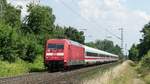 Eine Br101 mit einem Metropolitan zwischen Hanau West und Hanau Wilhelsmbad. Aufgenommen am 6.6.2018 15:26