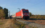 101 046 führte am 05.10.18 einen IC durch Greppin Richtung Bitterfeld.