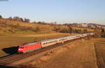 101 088-3 mit dem IC 2366 (München Hbf-Karlsruhe Hbf) bei Uhingen 16.2.19