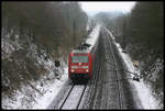 DB 101135-2 erreicht hier am 28.2.2005 mit ihrem  Intercity nach Hamburg den westlichen Ortsrand von Hasbergen.