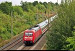 Nachschuss auf 101 023-0 als EC 117  Salzach  (Linie 62) von Frankfurt(Main)Hbf nach Klagenfurt Hbf (A), der die Überleitstelle (Üst) Markgröningen Glems auf der Schnellfahrstrecke Mannheim–Stuttgart (KBS 770) hat.
Aufgenommen von einer Brücke.
(Neubearbeitung)
[28.7.2019 | 15:50 Uhr]