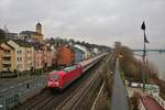 DB Fernverkehr 101 003-2 mit dem IC119 am 23.01.21 in Mainz Weisenau von einer Brücke fotografiert 