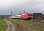 101 132-9 als IC 2063 (Ersatzgarnitur) fuhr am 14.04.21 durch Etzelbach Richtung Leipzig.