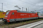 Die Elektrolokomotive 101 103-0 war Mitte Mai 2021 am Hauptbahnhof in Neustrelitz zu sehen.