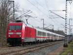 101 069 mit IC Berlin - Amsterdam in Rheine=Bentlage, 15.02.2022