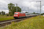 101 069 zog am 26.07.2022 den Leerpark für den IC 2213 von Stralsund nach Ostseebad Binz.