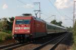 DB 101 021-4 mit IC am 24.08.2007 in Recklinghausen am Bahnbergang Brster Weg in Fahrtrichtung Recklinghausen.