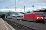 101 130-3 zog am Morgen des 05.09.07 den IC 1818  Loreley  von Stuttgart HBF nach Kln HBF, hier bei der Ausfahrt aus Gleis 10 des Stuttgarter HBFs.