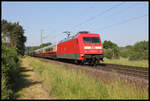 DB 101001 kam hier am 11.06.2023 zu alten Rheingold Ehren. Sie war die Zuglok für den AKE Rheingold nach Binz. Um 08.47 Uhr war der Zug in Lengerich Schollbruch nach Norden unterwegs.