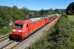 Nachschuss bei Dollnstein auf einem IC Triebkopf, Messwagen und die 101 121.
3.7.2026.