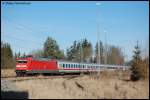 101 010-7 zieht am 03.02.08 IC 2068 von Nrnberg Hbf anch Karlsruhe Hbf, aufgenommen in Goldshfe.