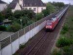 BR 101 mit einem EC in Richtung Karlsruhe, ca. 2km nach Mannheim Hbf. Aufgenommen am 25.08.04.