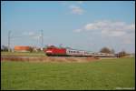 101 110 zieht am 01.04.08 IC 2064 von Nrnberg Hbf nach Karlsruhe Hbf, aufgenommen am Km 63,0 der Remsbahn (KBS 786) bei Mgglingen.