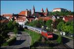 101 056 ist mit IC 2062 unterwegs nach Karlsruhe Hbf. Aufgenommen am 12.Mai 2008 in Ellwangen.