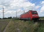 101 143-6 mit IC2113 von Hamburg-Altona nach Stuttgart Hbf.Dieser Zug wurde wegen Bauarbeiten ber Gro-Gerau umgeleitet.Am 29.06.08 bei der durchfahrt in Lampertheim.