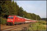 101 069 am Morgen des 29.07.08 mit CNL 261 an der Filsbahn (KBS 750) bei Beimerstetten.