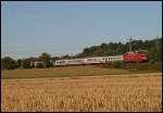 101 043-8 zog am Abend des 13.06.2008 einen IC von Nrnberg nach Karlsruhe; nchster Halt des Zuges war Aalen.