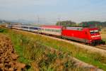 DB 101 087 brachte am 06.09.2008 den Euronight 429  Spree-Donau-Kurier  von Berlin Wannsee nach Wien Westbahnhof.