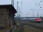 101 006 mit einem Intercity am 14.03.2009 kurz vor der Durchfahrt von Biblis, wegen Bauarbeiten in Frankethal wurde er umgeleitet