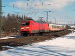 101 096-6 mit ICE-Ersatzzug bei Fulda Richtung Wiesbaden am 14.02.2009
