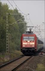 Mit ungefr 160 Km/h jagt die 101 145 (9180 6101 145-1 D-DB) mit dem IC 2115, Greifswald - Stuttgart Hbf, am Haken durch das sdliche Mnsterland dem Dortmunder Hbf entgegen.