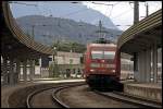 101 072 (9180 6101 072-7 D-DB) erreicht mit dem EC 88  Leonardo da Vinci , Milano Centrale - Mnchen Hbf, den Grenzbahnhof Kufstein.