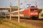 101 110-5 mit dem CNL 450 nach Paris zwischen Growudicke und Rathenow. 02.07.2010