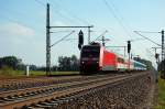 101 091-7 mit dem EC 176 nach Hamburg-Altona in Friesack(Mark). Netten Gru zurck! 06.10.2010 