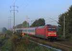 101 046-1 mit dem EC 173  Vindobona  von Hamburg-Altona nach Villach Hbf hier in Diedersdorf. Nchster Halt des Zuges ist Dresden Hbf. 11.10.2010