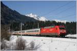 101.051 fhrt mit EC 217 von Salzburg nach Graz. Bischofshofen, 29.01.2011