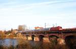 101 122-0 fhrt mit EC 117 (Frankfurt/Main-Klagenfurt) ber die Ladenburger Neckarbrcke. 07.02.11