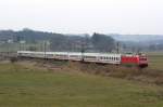 101 012-3 schiebt den EC 216 von Graz nach Saarbrcken durch die Bernauer Kurve am 12.03.2011