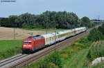 101 047-9 und 193 (Vectron) mit einem Messzug Richtung Augsburg kurz vor Landweid (Lech), 11.08.2011