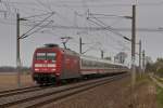 101 048 mit einem IC am 15.04.2012 unterwegs in Richtung Leipzig. (bei Bornitz)